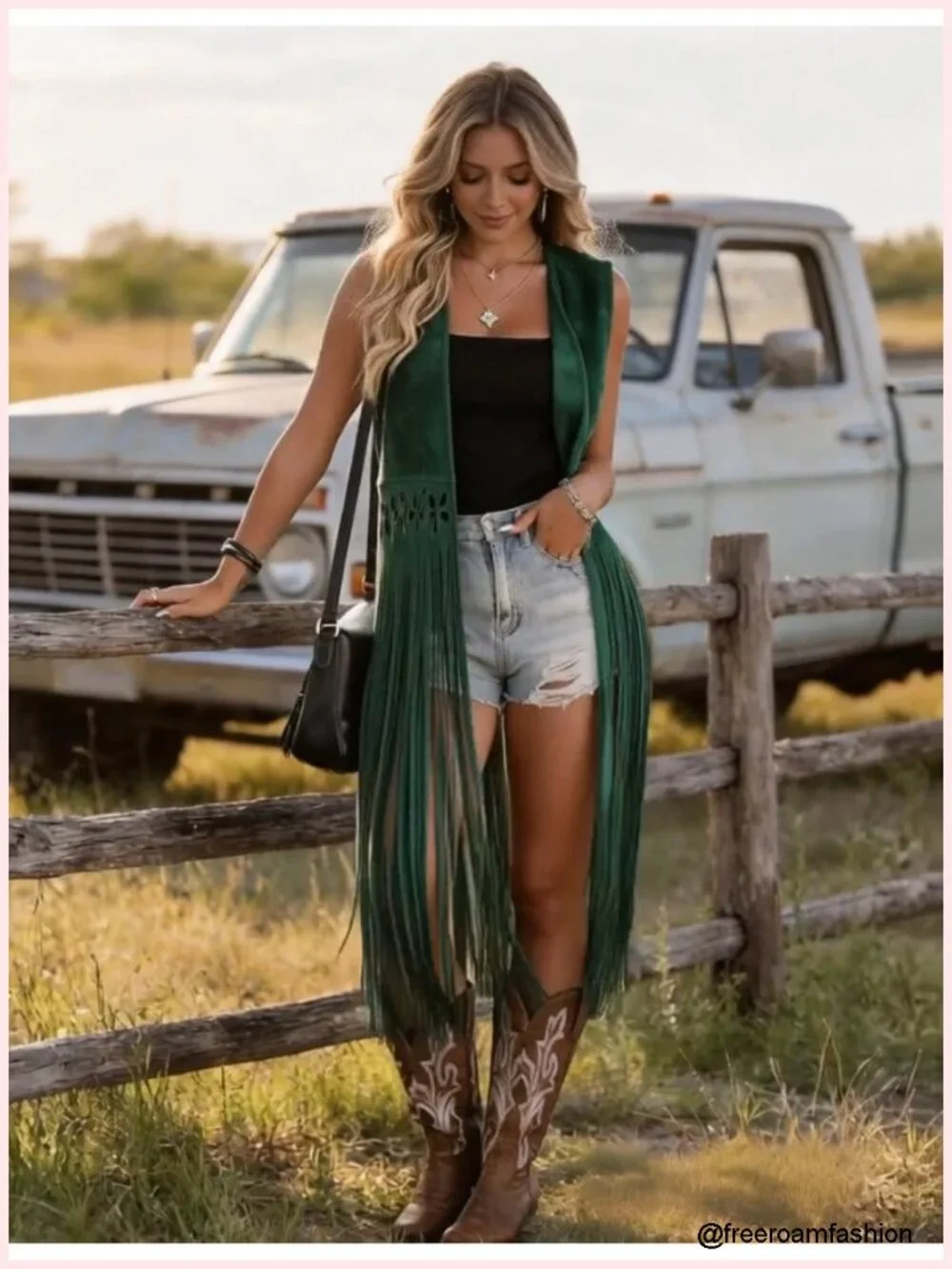 Faux Suede Tassel Vest Sleeveless Western Fringe Jacket Open Front Cardigan - Picture 6 of 6
